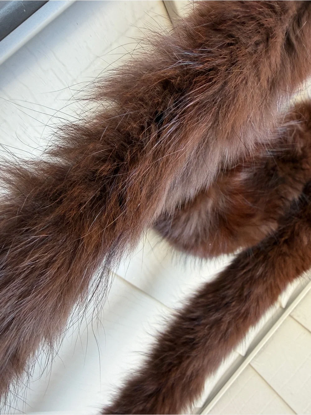 Vintage Genuine Brown Animal Fur Boa Scarf Stole – Extra Long 108” / 9 Ft